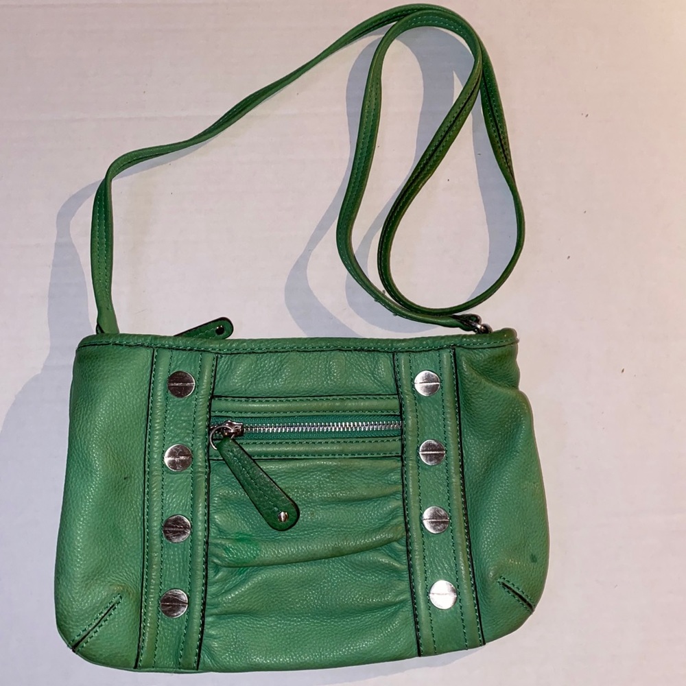 B makowsky green crossbody preowned purse